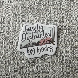 4/$10 ‘Easily Distracted by Books’ Sticker